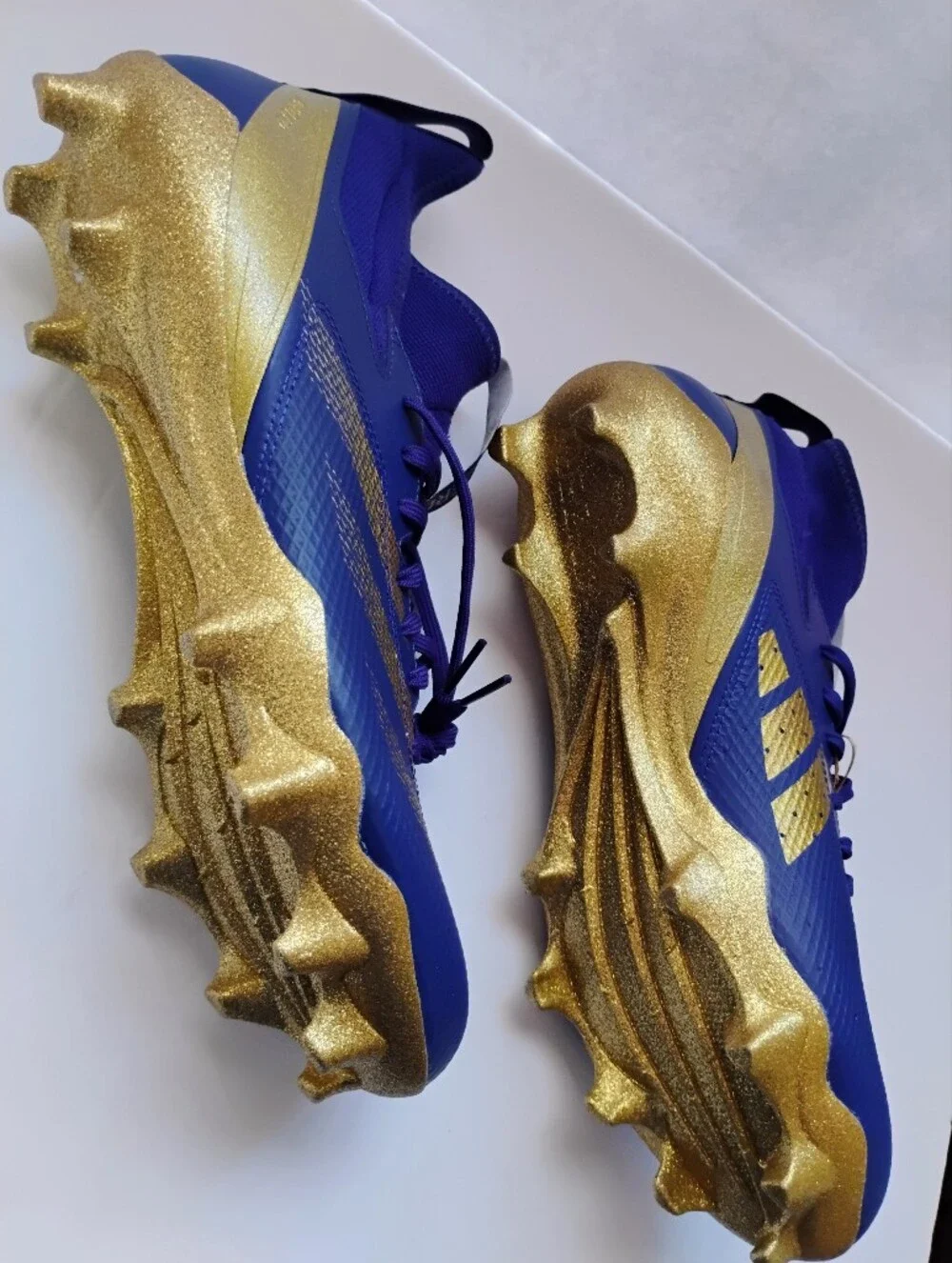 Brand New Adidas Blue and Gold Adizero Soccer Cleats Size 14